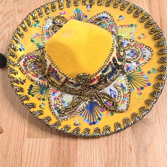 Vintage JU-LA Hats Mariachi Sombrero Yellow - Picture 5 of 8